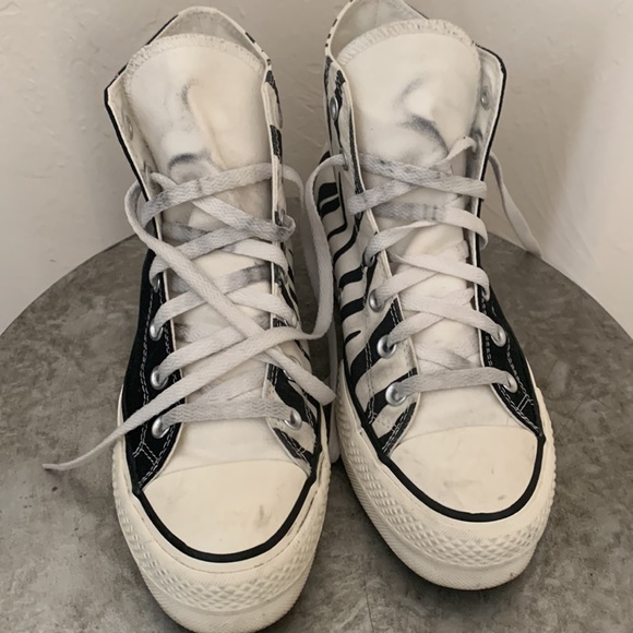 CONVERSE PLATFORM CHUCKS BLACK AND ZEBRA PRINT WOMENS 8.5 | MENS 6.5 - Picture 5 of 12